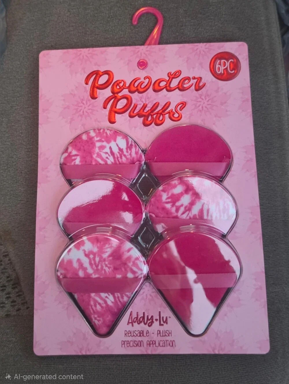 Addy-Lu 6pk Pink & White Plush Powder Puffs - BNIB